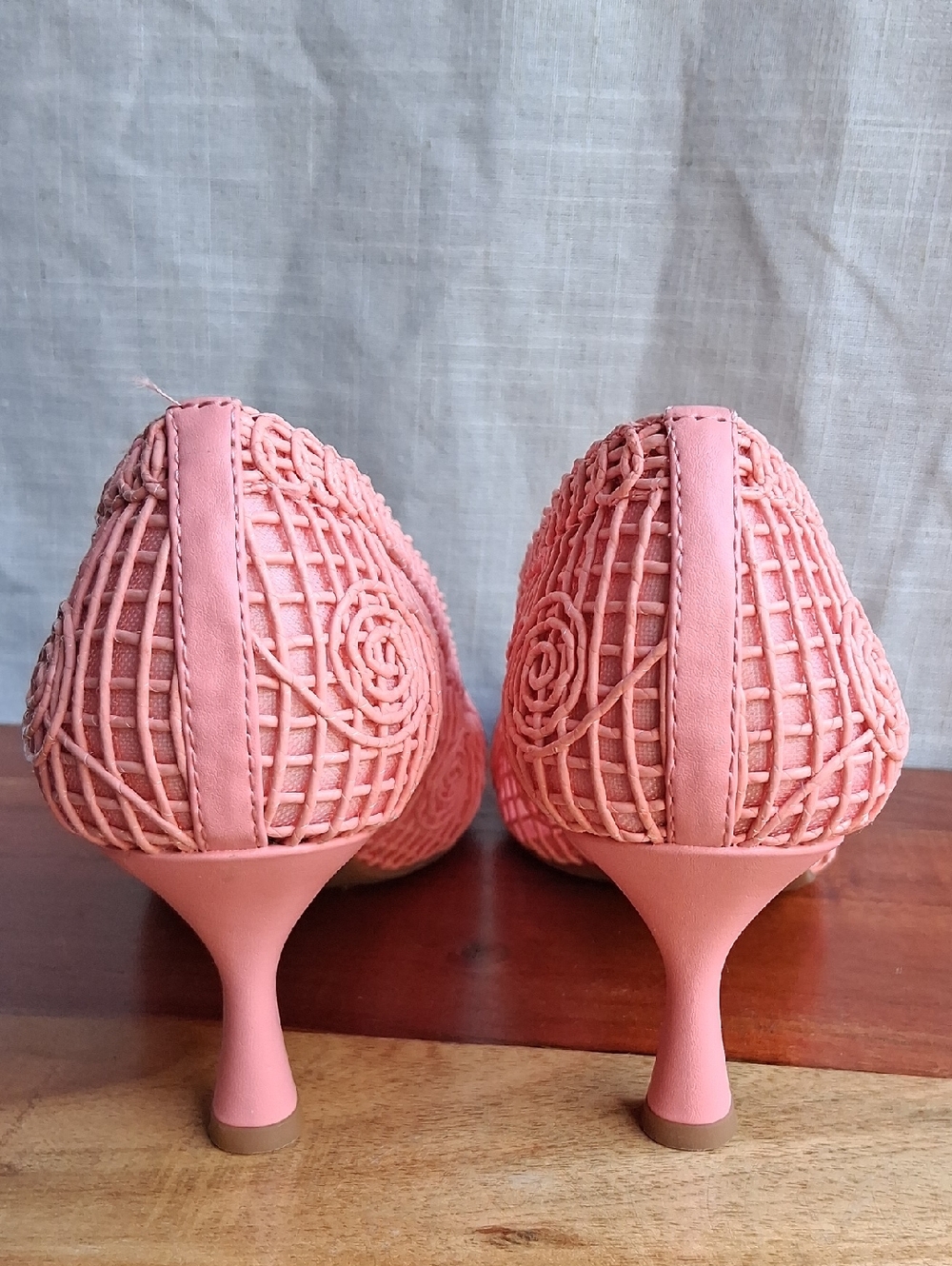 Alex Marie Pink Woven Pointed-Toe Heels with Buckle 8.5 - Picture 2 of 14
